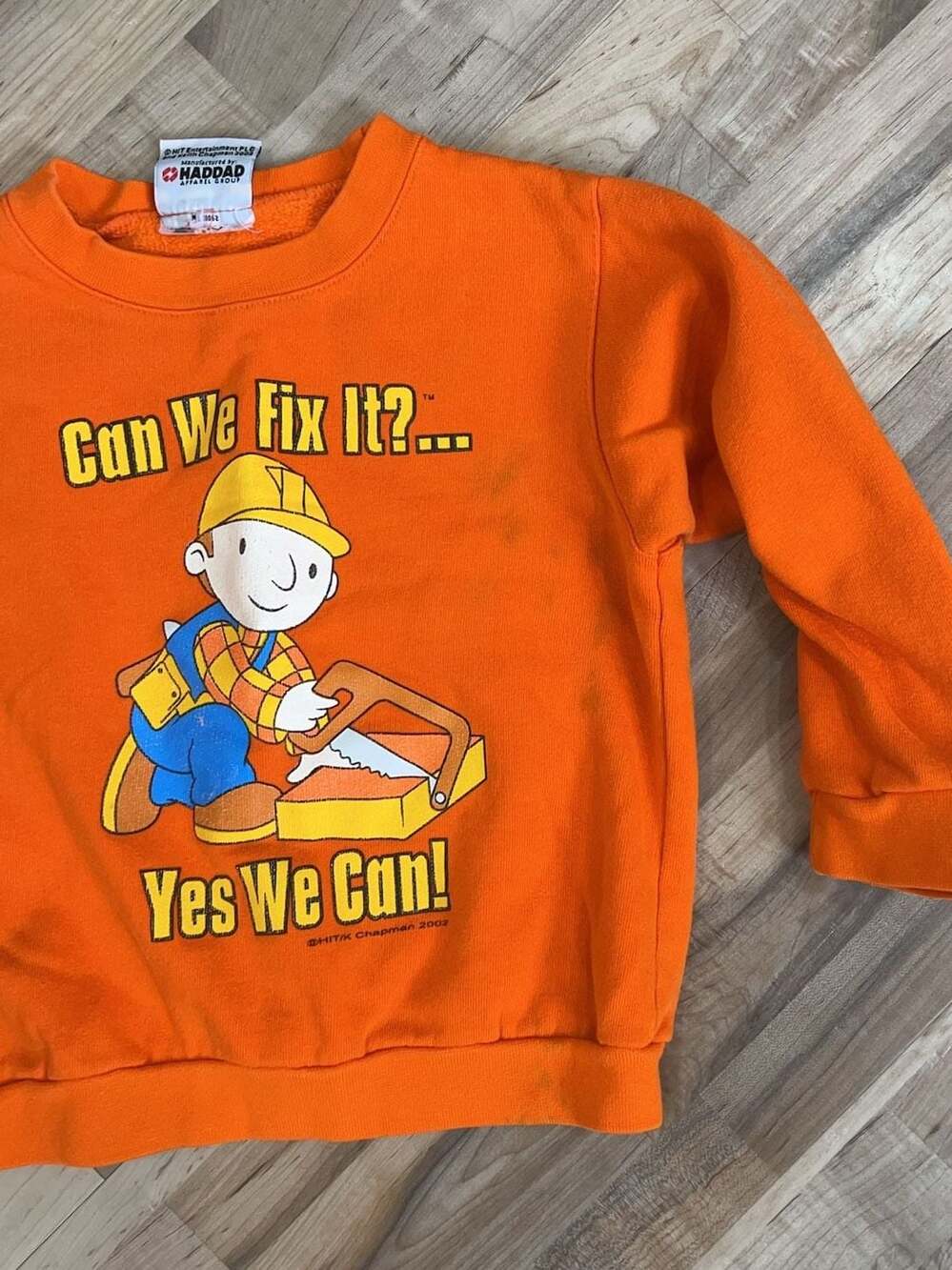Vintage Bob the Builder Can We Fix It Sweatshirt Orange - Picture 3 of 5